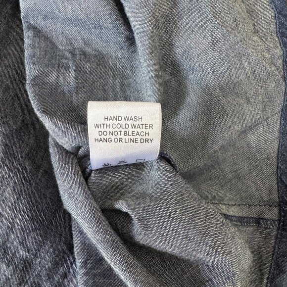 Savanna Jane Top L Embroidered Denim Tunic Tie Back Flutter Sleeve - Picture 5 of 7